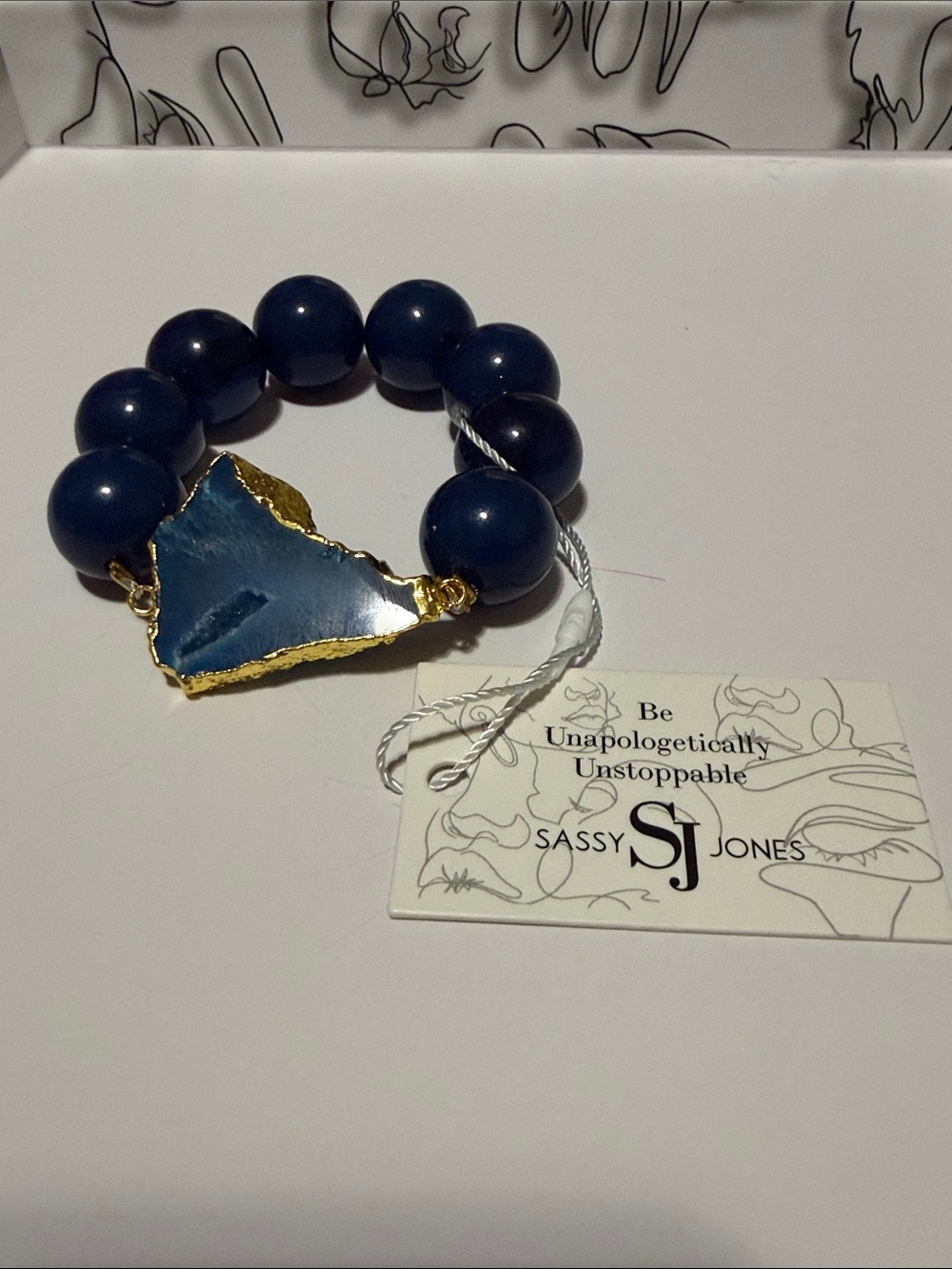 Sassy Jones Chrysallis Chunky Stretch Bracelet Midnight Blue